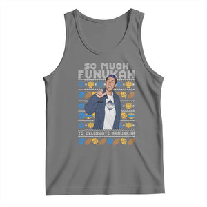 Funny Ugly Hanukkah Tank Top Sandler So Much Funukah To Celebrate Hanukkah TS10 Black Heather Print Your Wear