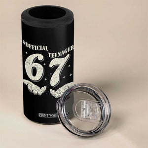 Funny 13th Birthday Official Teenager 4 in 1 Can Cooler Tumbler Viral Meme Six Seven 6 7 Hands 13 Years Old Boys Kids TS10 Print Your Wear