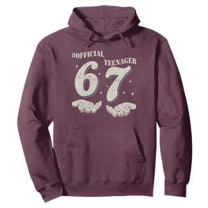 Funny 13th Birthday Official Teenager Hoodie Viral Meme Six Seven 6 7 Hands 13 Years Old Boys Kids TS10 Maroon Print Your Wear