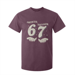 Funny 13th Birthday Official Teenager T Shirt For Kid Viral Meme Six Seven 6 7 Hands 13 Years Old Boys Kids TS10 Maroon Print Your Wear