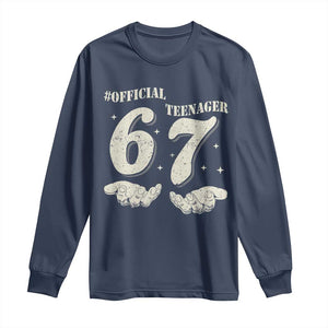Funny 13th Birthday Official Teenager Long Sleeve Shirt Viral Meme Six Seven 6 7 Hands 13 Years Old Boys Kids TS10 Navy Print Your Wear