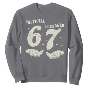 Funny 13th Birthday Official Teenager Sweatshirt Viral Meme Six Seven 6 7 Hands 13 Years Old Boys Kids TS10 Charcoal Print Your Wear