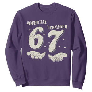 Funny 13th Birthday Official Teenager Sweatshirt Viral Meme Six Seven 6 7 Hands 13 Years Old Boys Kids TS10 Purple Print Your Wear