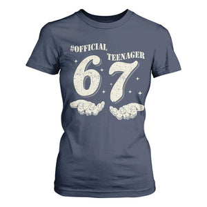 Funny 13th Birthday Official Teenager T Shirt For Women Viral Meme Six Seven 6 7 Hands 13 Years Old Boys Kids TS10 Navy Print Your Wear