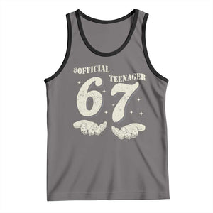 Funny 13th Birthday Official Teenager Tank Top Viral Meme Six Seven 6 7 Hands 13 Years Old Boys Kids TS10 Deep Heather Black Print Your Wear