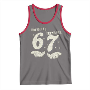 Funny 13th Birthday Official Teenager Tank Top Viral Meme Six Seven 6 7 Hands 13 Years Old Boys Kids TS10 Deep Heather Red Print Your Wear
