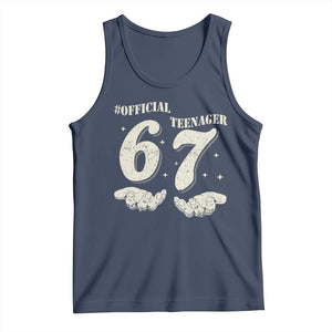 Funny 13th Birthday Official Teenager Tank Top Viral Meme Six Seven 6 7 Hands 13 Years Old Boys Kids TS10 Navy Print Your Wear
