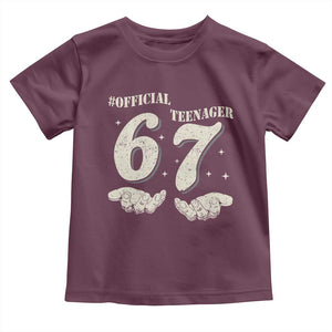 Funny 13th Birthday Official Teenager Toddler T Shirt Viral Meme Six Seven 6 7 Hands 13 Years Old Boys Kids TS10 Maroon Print Your Wear
