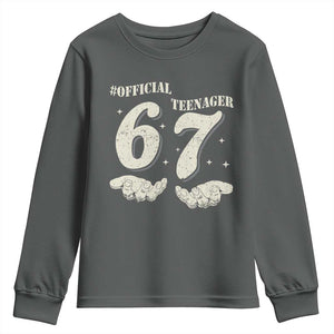 Funny 13th Birthday Official Teenager Youth Sweatshirt Viral Meme Six Seven 6 7 Hands 13 Years Old Boys Kids TS10 Dark Heather Print Your Wear