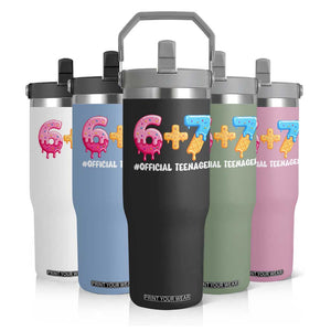 Funny 67 13th Birthday Official Teenager Flip Straw Tumbler 6 7 Ice Cream Drip Meme Funny Six Seven 13 Years Old TS10 Print Your Wear