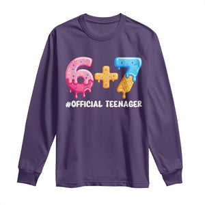 Funny 67 13th Birthday Official Teenager Long Sleeve Shirt 6 7 Ice Cream Drip Meme Funny Six Seven 13 Years Old TS10 Purple Print Your Wear