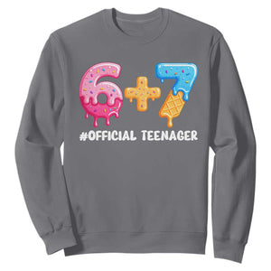 Funny 67 13th Birthday Official Teenager Sweatshirt 6 7 Ice Cream Drip Meme Funny Six Seven 13 Years Old TS10 Charcoal Print Your Wear