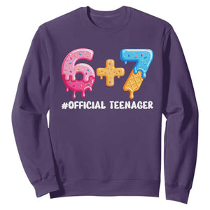Funny 67 13th Birthday Official Teenager Sweatshirt 6 7 Ice Cream Drip Meme Funny Six Seven 13 Years Old TS10 Purple Print Your Wear