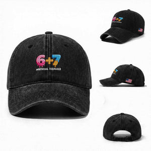 Funny 67 13th Birthday Official Teenager Washed Cotton Baseball Cap 6 7 Ice Cream Drip Meme Funny Six Seven 13 Years Old