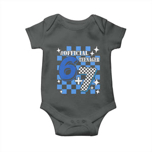 Funny 13th Birthday Official Teenager Baby Onesie 6+7 13 Year Old Boys Kids Checkered 67 Meme TS10 Dark Heather Print Your Wear