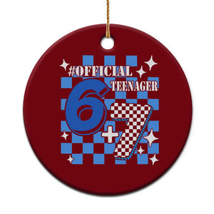 Funny 13th Birthday Official Teenager Ceramic Ornament 6+7 13 Year Old Boys Kids Checkered 67 Meme TS10 1pc Red Print Your Wear