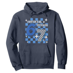 Funny 13th Birthday Official Teenager Hoodie 6+7 13 Year Old Boys Kids Checkered 67 Meme TS10 Navy Print Your Wear