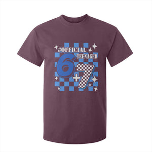 Funny 13th Birthday Official Teenager T Shirt For Kid 6+7 13 Year Old Boys Kids Checkered 67 Meme TS10 Maroon Print Your Wear