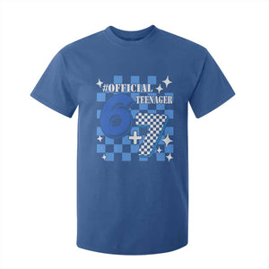 Funny 13th Birthday Official Teenager T Shirt For Kid 6+7 13 Year Old Boys Kids Checkered 67 Meme TS10 Royal Blue Print Your Wear