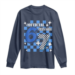 Funny 13th Birthday Official Teenager Long Sleeve Shirt 6+7 13 Year Old Boys Kids Checkered 67 Meme TS10 Navy Print Your Wear