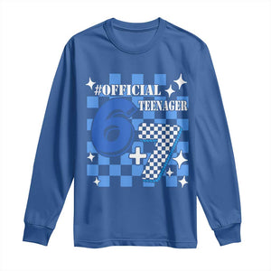 Funny 13th Birthday Official Teenager Long Sleeve Shirt 6+7 13 Year Old Boys Kids Checkered 67 Meme TS10 Royal Blue Print Your Wear