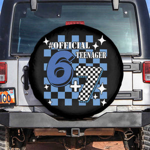 Funny 13th Birthday Official Teenager Spare Tire Cover 6+7 13 Year Old Boys Kids Checkered 67 Meme TS10 No hole Black Print Your Wear