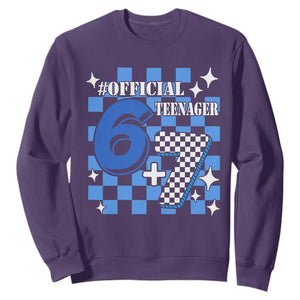 Funny 13th Birthday Official Teenager Sweatshirt 6+7 13 Year Old Boys Kids Checkered 67 Meme TS10 Purple Print Your Wear