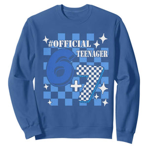 Funny 13th Birthday Official Teenager Sweatshirt 6+7 13 Year Old Boys Kids Checkered 67 Meme TS10 Royal Blue Print Your Wear