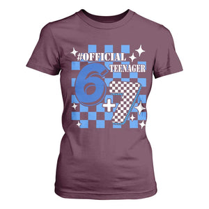Funny 13th Birthday Official Teenager T Shirt For Women 6+7 13 Year Old Boys Kids Checkered 67 Meme TS10 Maroon Print Your Wear