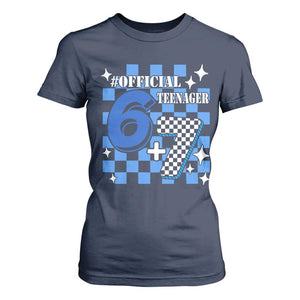 Funny 13th Birthday Official Teenager T Shirt For Women 6+7 13 Year Old Boys Kids Checkered 67 Meme TS10 Navy Print Your Wear