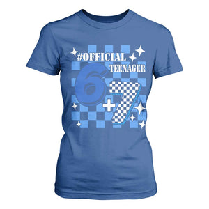 Funny 13th Birthday Official Teenager T Shirt For Women 6+7 13 Year Old Boys Kids Checkered 67 Meme TS10 Royal Blue Print Your Wear