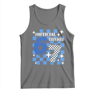 Funny 13th Birthday Official Teenager Tank Top 6+7 13 Year Old Boys Kids Checkered 67 Meme TS10 Black Heather Print Your Wear