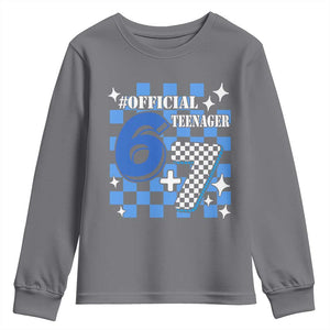 Funny 13th Birthday Official Teenager Youth Sweatshirt 6+7 13 Year Old Boys Kids Checkered 67 Meme TS10 Charcoal Print Your Wear