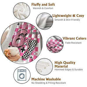 Funny 13th Birthday Official Teenager Throw Blanket 6+7 13 Year Old Kids Girls Pink Checkered 67 Meme TS10 Print Your Wear