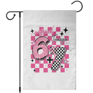 Funny 13th Birthday Official Teenager Garden Flag 6+7 13 Year Old Kids Girls Pink Checkered 67 Meme TS10 White Print Your Wear