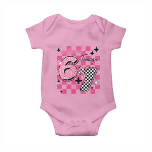 Funny 13th Birthday Official Teenager Baby Onesie 6+7 13 Year Old Kids Girls Pink Checkered 67 Meme TS10 Light Pink Print Your Wear