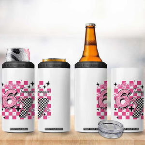 Funny 13th Birthday Official Teenager 4 in 1 Can Cooler Tumbler 6+7 13 Year Old Kids Girls Pink Checkered 67 Meme TS10 Print Your Wear