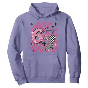 Funny 13th Birthday Official Teenager Hoodie 6+7 13 Year Old Kids Girls Pink Checkered 67 Meme TS10 Violet Print Your Wear