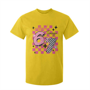 Funny 13th Birthday Official Teenager T Shirt For Kid 6+7 13 Year Old Kids Girls Pink Checkered 67 Meme TS10 Daisy Print Your Wear