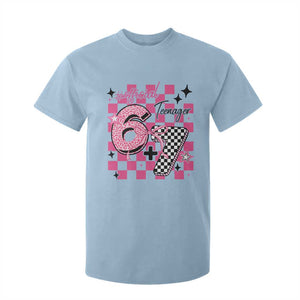 Funny 13th Birthday Official Teenager T Shirt For Kid 6+7 13 Year Old Kids Girls Pink Checkered 67 Meme TS10 Light Blue Print Your Wear