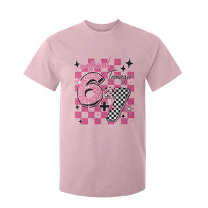 Funny 13th Birthday Official Teenager T Shirt For Kid 6+7 13 Year Old Kids Girls Pink Checkered 67 Meme TS10 Light Pink Print Your Wear