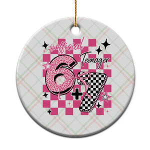 Funny 13th Birthday Official Teenager Ceramic Ornament 6+7 13 Year Old Kids Girls Pink Checkered 67 Meme TS10 1pc Christmas Plaid Print Your Wear