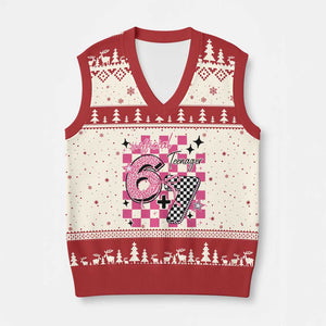 Funny 13th Birthday Official Teenager V-Neck Knit Sweater Vest 6+7 13 Year Old Kids Girls Pink Checkered 67 Meme TS10 Beige Red Print Your Wear