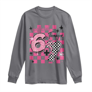 Funny 13th Birthday Official Teenager Long Sleeve Shirt 6+7 13 Year Old Kids Girls Pink Checkered 67 Meme TS10 Charcoal Print Your Wear