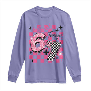 Funny 13th Birthday Official Teenager Long Sleeve Shirt 6+7 13 Year Old Kids Girls Pink Checkered 67 Meme TS10 Violet Print Your Wear