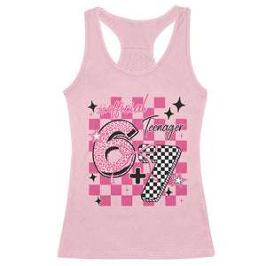 Funny 13th Birthday Official Teenager Racerback Tank Top 6+7 13 Year Old Kids Girls Pink Checkered 67 Meme TS10 Light Pink Print Your Wear