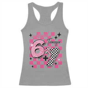 Funny 13th Birthday Official Teenager Racerback Tank Top 6+7 13 Year Old Kids Girls Pink Checkered 67 Meme TS10 Sport Gray Print Your Wear