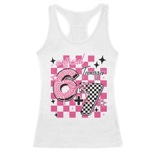 Funny 13th Birthday Official Teenager Racerback Tank Top 6+7 13 Year Old Kids Girls Pink Checkered 67 Meme TS10 White Print Your Wear