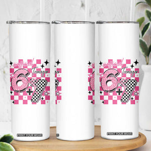 Funny 13th Birthday Official Teenager Skinny Tumbler 6+7 13 Year Old Kids Girls Pink Checkered 67 Meme TS10 Print Your Wear