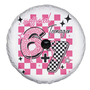 Funny 13th Birthday Official Teenager Spare Tire Cover 6+7 13 Year Old Kids Girls Pink Checkered 67 Meme TS10 Print Your Wear